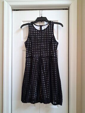 BAR III Women's Black Mesh Square Sleeveless Mini Dress sz M